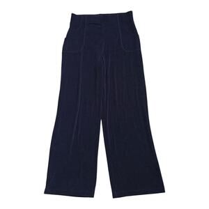 Citiknits Wide Leg Pants Medium Navy Blue Pull On Stretch Career Slinky Pockets